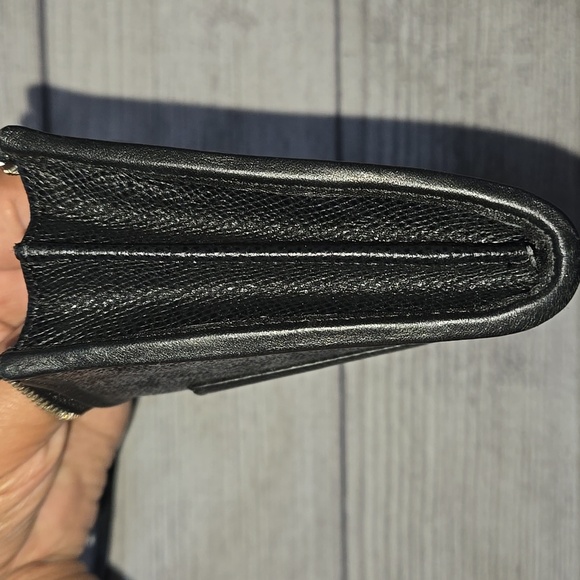 Coach Zip Signature Canvas Pebbled Leather Wristlet Black - Picture 6 of 13